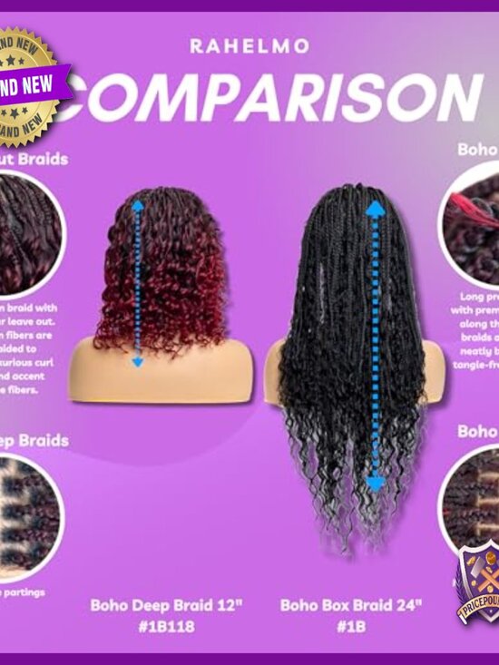 Synthetic Knotless Braided Wig with Curls, Glueless Design, Adjustable Fit